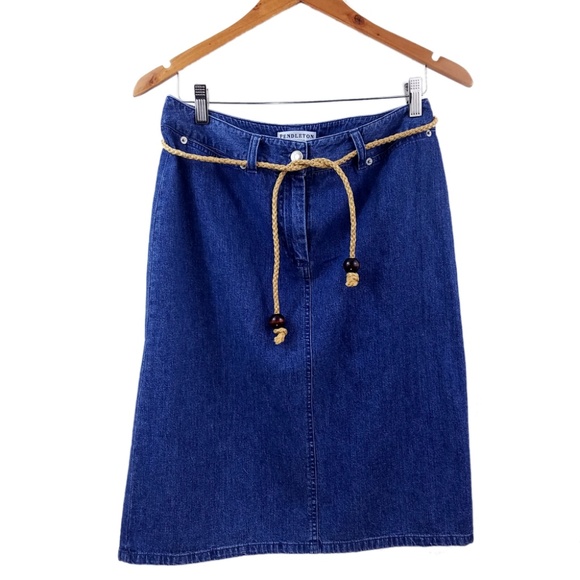 Pendleton Dresses & Skirts - Vintage Pendleton Denim Jean Skirt with Belt 10